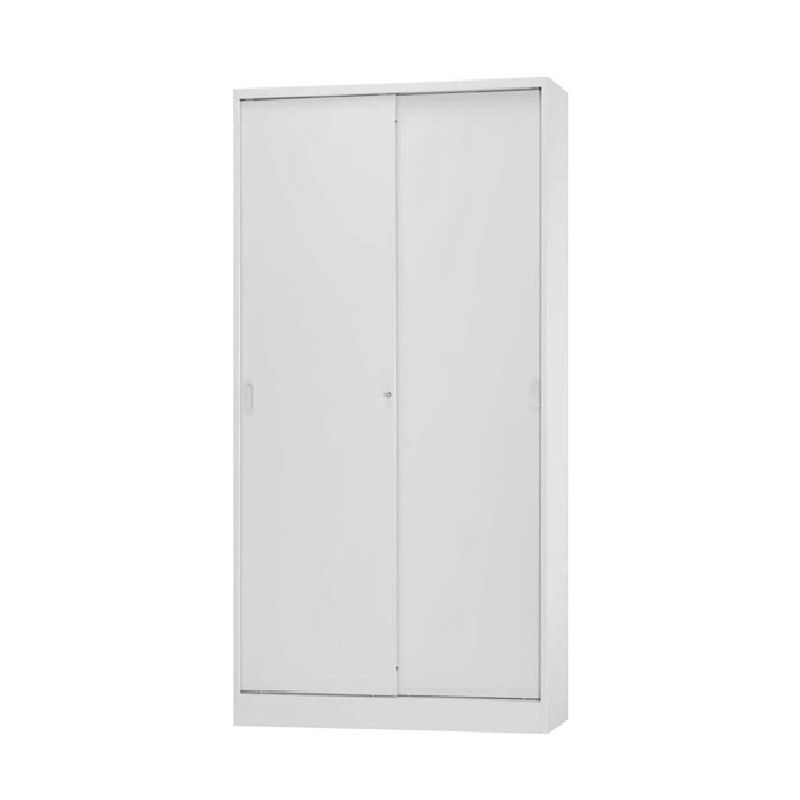 Armario de chapa alto con cerradura y puertas correderas color gris